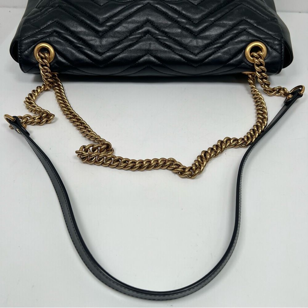 GUCCI Large Marmont Matelasse Shoulder Bag Black 498090 - Picture 8 of 16